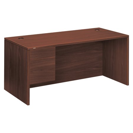 HON Pedestal Desk, 30 in D, 66" W, 29.5" H, Mahogany, Woodgrain Laminate H10584L.NN